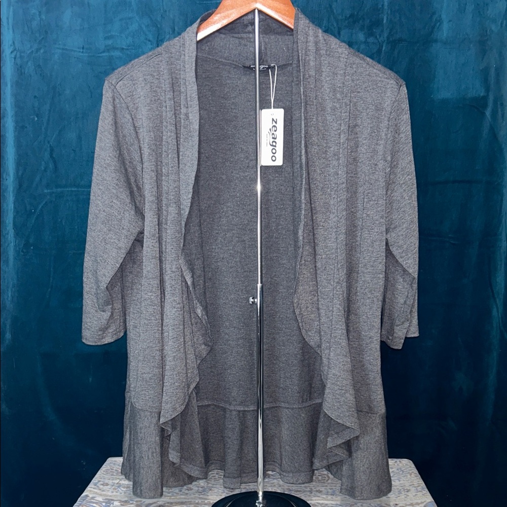 NWT Zeagoo Women's Gray Draped Cardigan